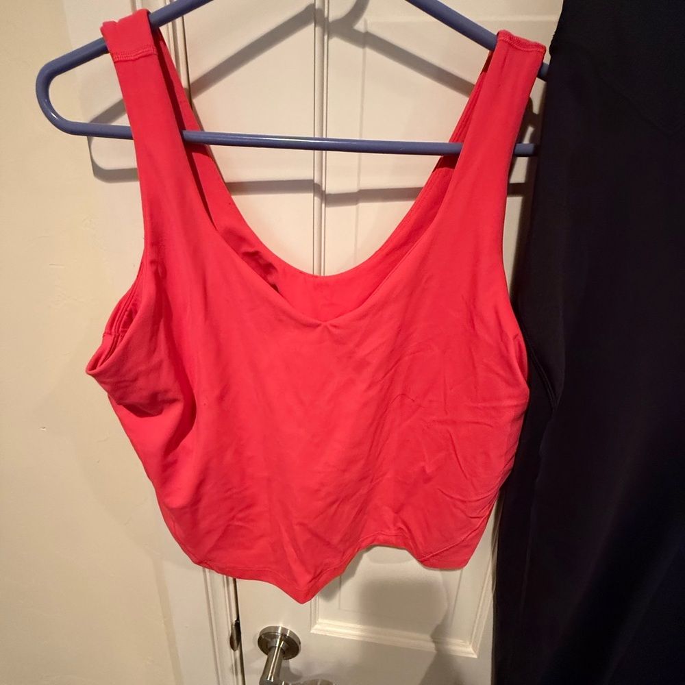 Women's Lululemon Set Vibrant Pink Coral Align Tank + Black Leggings Size 20